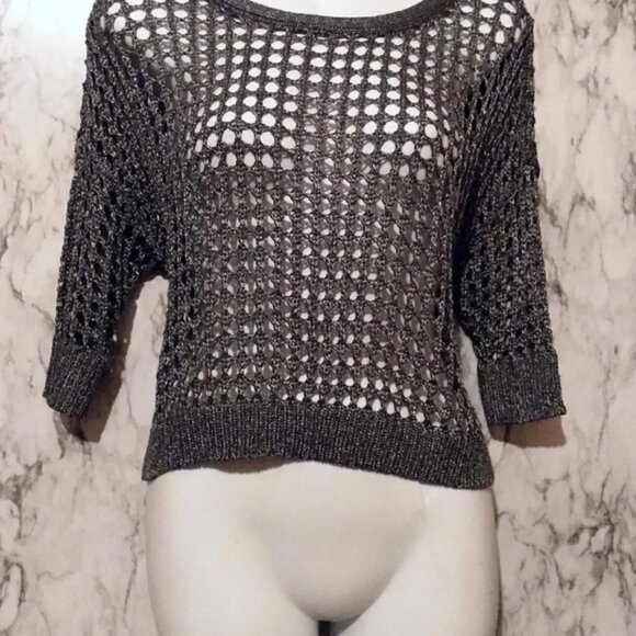 Express Open Crochete Crop Top Gray XSmall - Picture 1 of 2